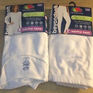 Fruit of the loom waffle crew top and pant set